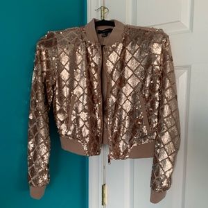Forever 21 Champagne Rose Sequined Bomber